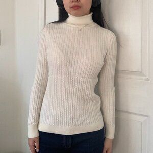 Cable-Knit Fitted Turtleneck Sweater